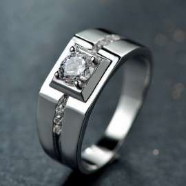 White Mystic Crystal Zircon 925 Sterling Silver Man Ring